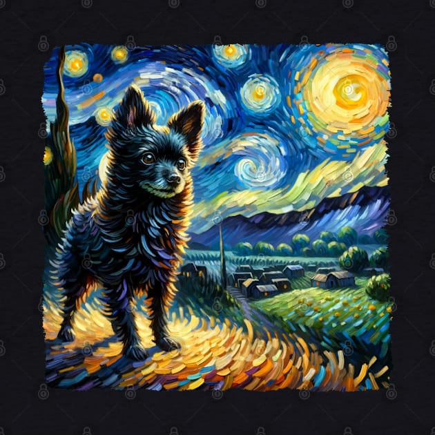 Starry Schipperke Dog Portrait - Pet Portrait by starry_night